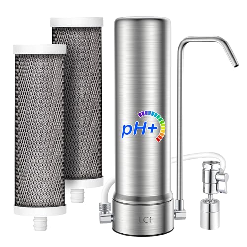 LCF Countertop Water Filter - a 5-Stage Stainless Steel Water Filtration System. (Upgrade-AlkaBoost...