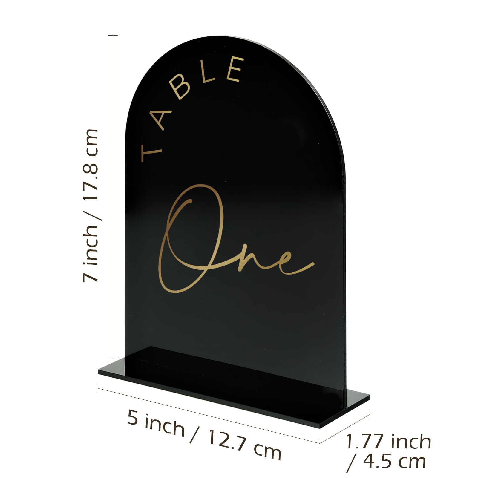 Numeri Tavolo Da Matrimonio Ad Arco In Acrilico Nero E Oro – Set Da 1 A 15 Con Supporti (12,7 X 17,8 Cm) - 4
