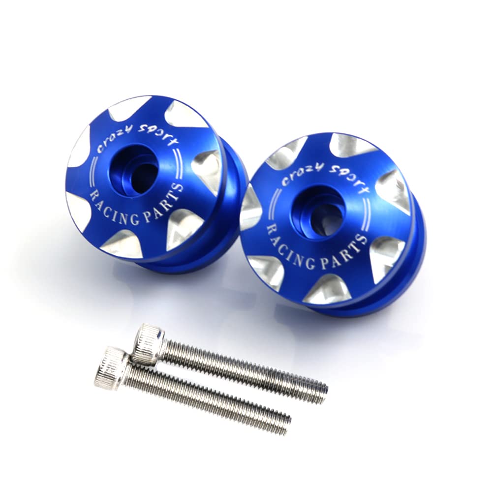 crazy sport 6MM Swingarm Spools Sliders Stand Universal M6 Screws Compatible with YAMAHA XSR 300 900 YZF R1 R3 R7 R6 MT10 MT09 MT07 MT03 MT25 TRACER 700 900 GT FZ1 FZ6 PANIGALE 899 959 RSV (Blue)
