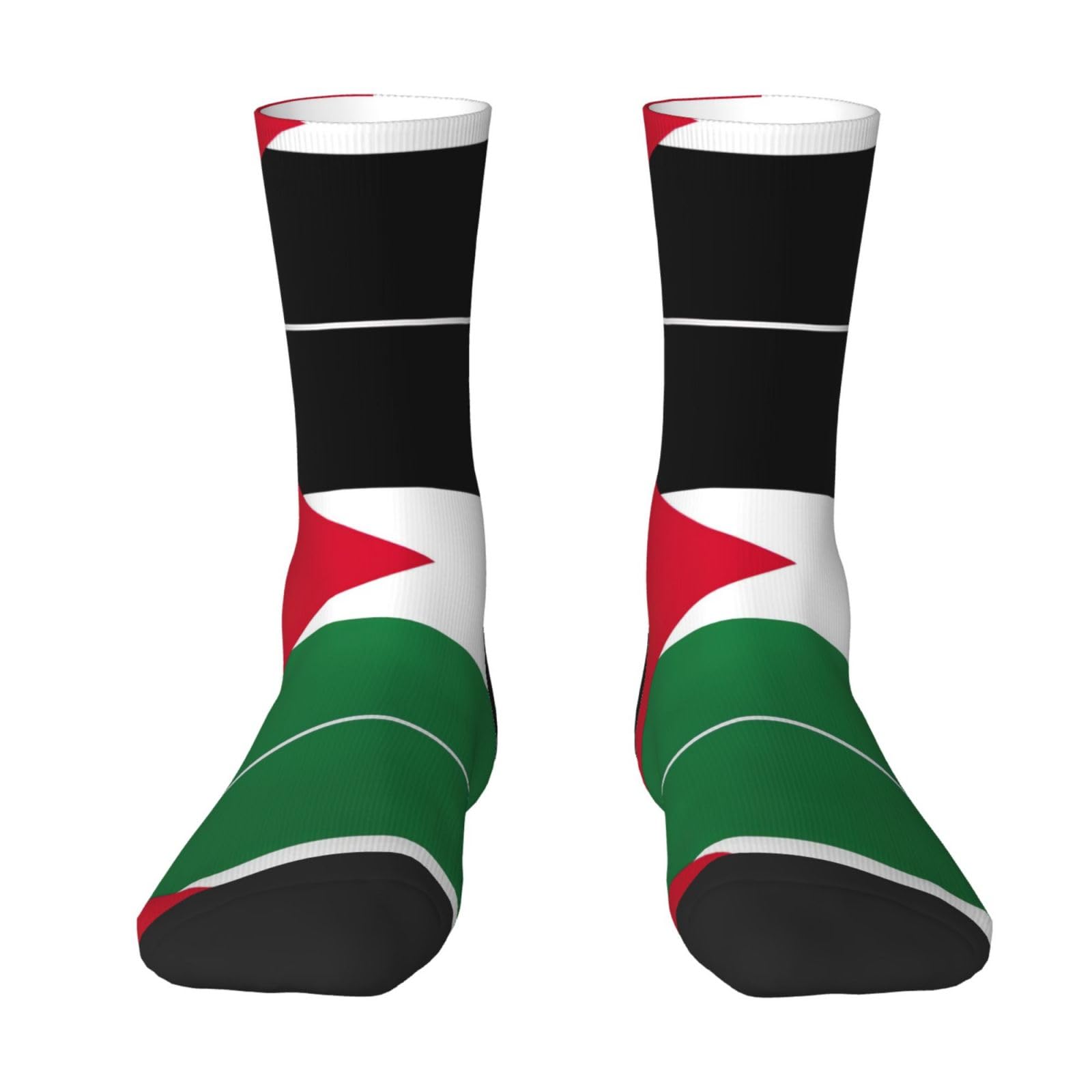 Asbwuo Unisex 2 Black-2 Palestine Flag Print Socks For Men Women Calf Socks Adult Socks Crew Socks,Novelty Socks Warm And Breathable