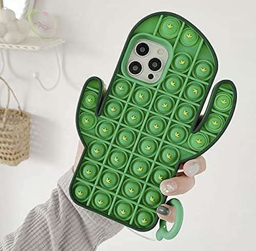 Green CamelPopit iPhone 12/12 Pro / 12 Pro Max, Push pop Bubble Autism Special Needs Pop It Bubble Sensory Fidget Toy for Stress Relief Easy to Wash Pop It Fidget Cover - Cactus (iPhone 12 Pro Max)