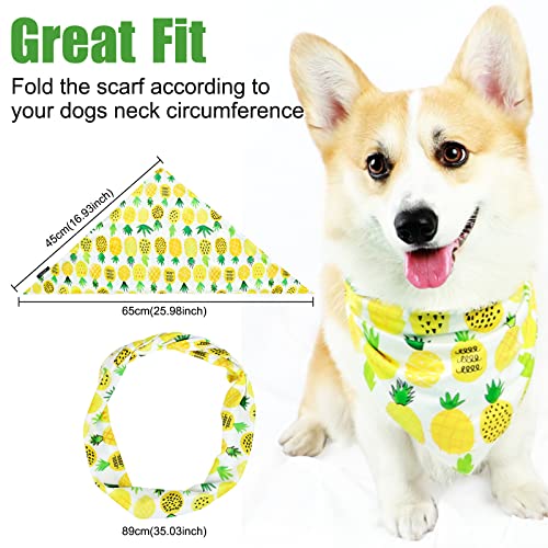 Vipith Dog Bandanas, Double Sided Spring Summer Dog Bandana & Matching Scrunchie Hairband Set Printed With Pineapple, Triangle Dog Scarf Bib Kerchief For Small Medium Large Dogs Cats Pets #TOP2