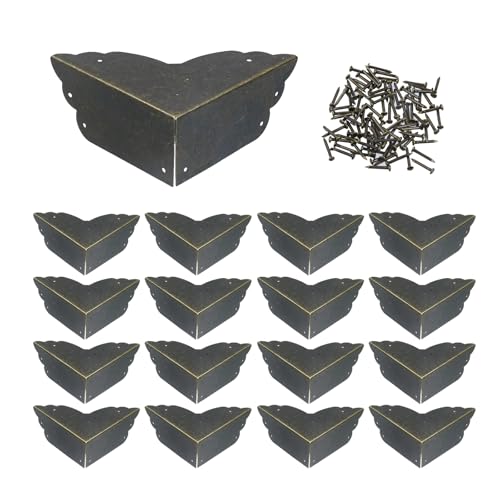 Image of Mcredy Table Corner Protectors, Bronze Box Corners Decorative, 16Pcs | Vintage Appearance, Rust-Proof Metal, Easy to Install with Screws, Ideal for Safeguarding Box, Table or Cabinet Corners