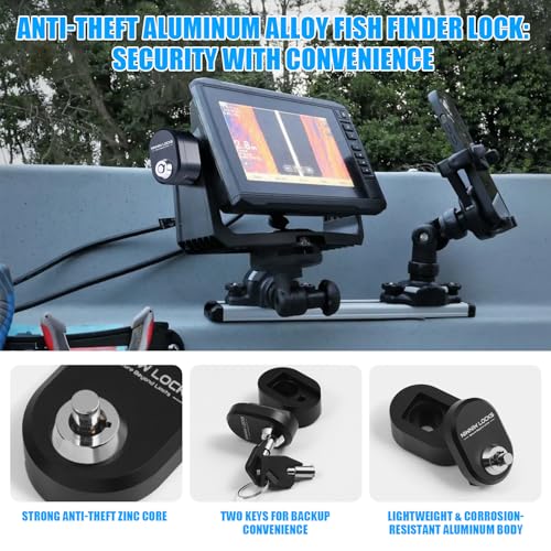 Image of Fish Finder Lock,2 Pack Oval Aluminum Fishing Graph Lock for Securing Fishing Unit to Gimbal Mount for Garmin,Humminbird,Lowrance Sonars (Black)