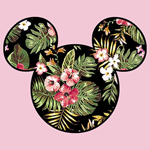 Disney Characters Floral Mickey Girl's Solid Crew Tee2