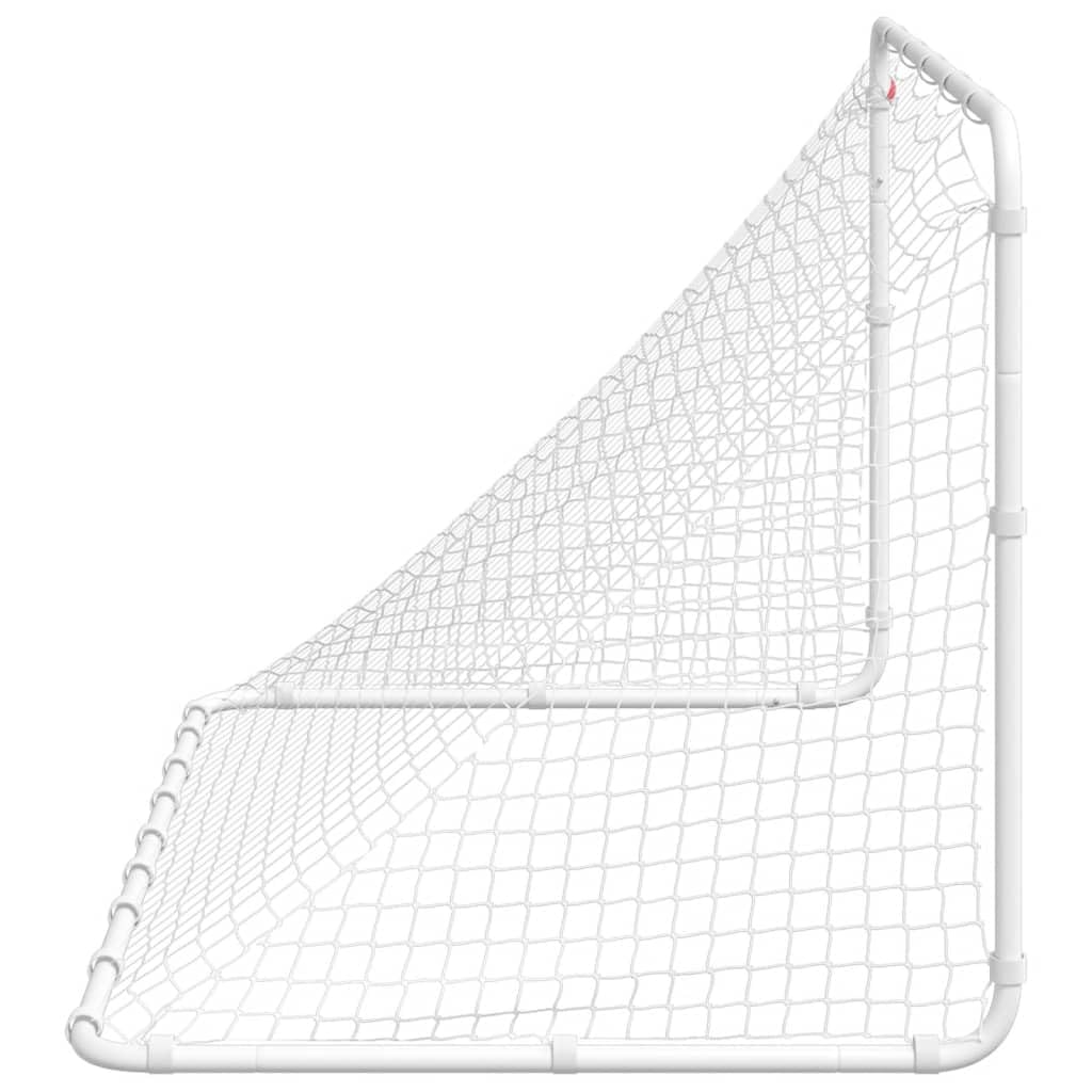 Porta da calcio bianca, 122 x 81 x 81 cm, in acciaio | Robusto telaio in acciaio, rete in poliestere resistente, facile da montare, 4 picchetti a forma di J