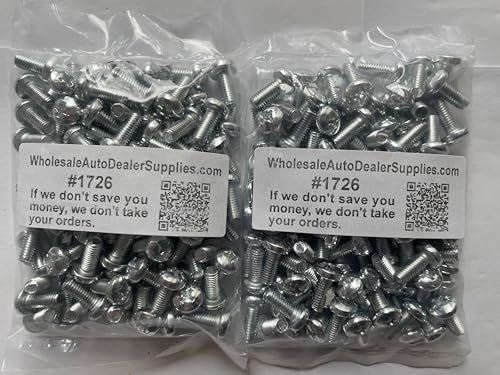 200 License Plate Screws for Car Dealerships 1726 | Best for BMW | 5mm x 14mm Metrics | Phillips Pan Head | 100 per Box x 2 for $25.99