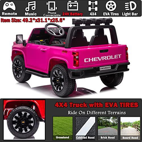 Image of 2 Seater 24V Ride On Toys Licensed Chevry Silverado Ride On Truck, Pink