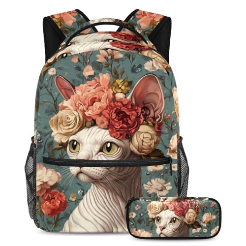 Sac d'école motif fleurs grand volume pour ranger classeurs et trousse sans effort