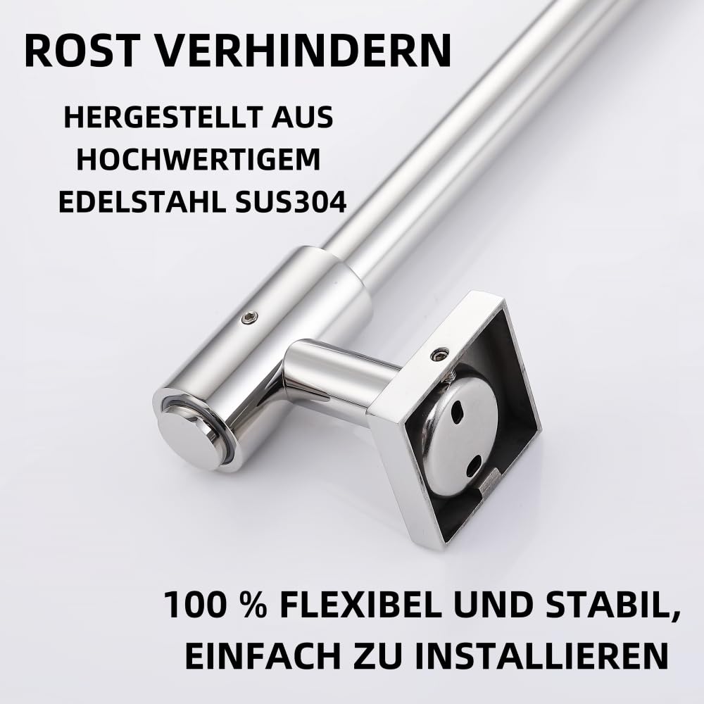 Brausestange 120cm mit Seifenschale, Edelstahl SUS304 Duschstange mit Duschkopfhalterung Handbrause Stange Duschkopfhalter Höhenverstellbar Chromt,H811-120HC