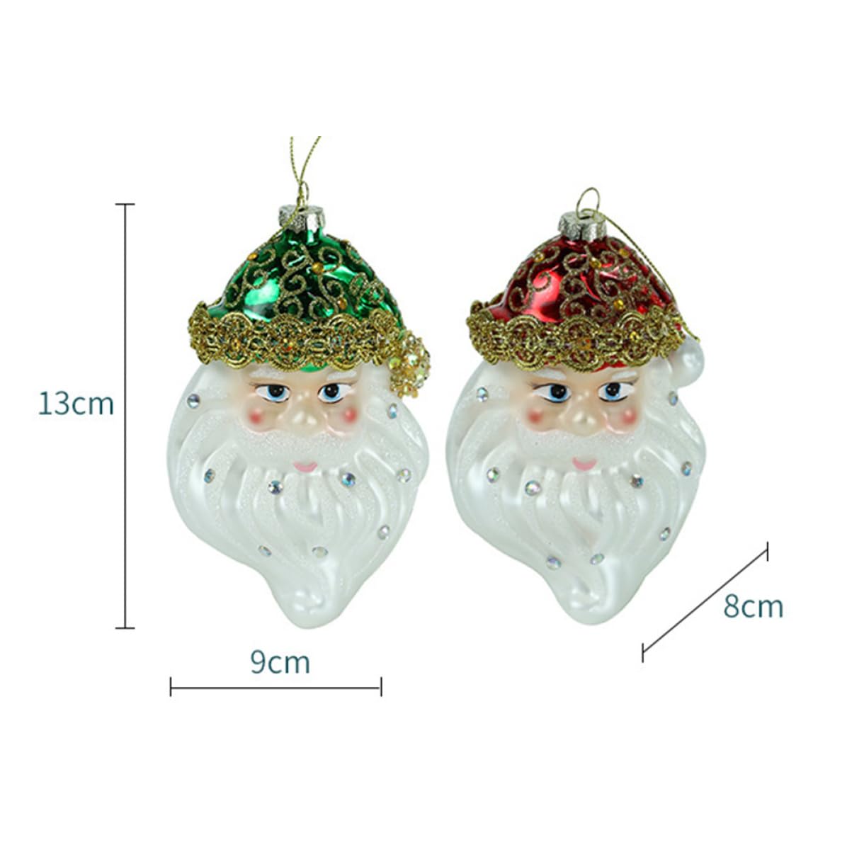 Decoración Navideña De Papá Noel 2 Colgantes Colgantes De Cristal Adornos Navideños