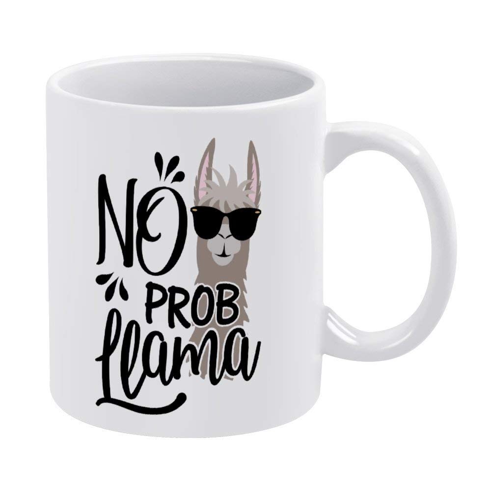 Undertale Annoying Dog Ceramic Coffee Mug No Prob Llama with Sunglass Coffee Tea Cup Funny Dad Mug Gifts For Dad, Mom, Lover On Birthday Fathers Day New Year 11oz