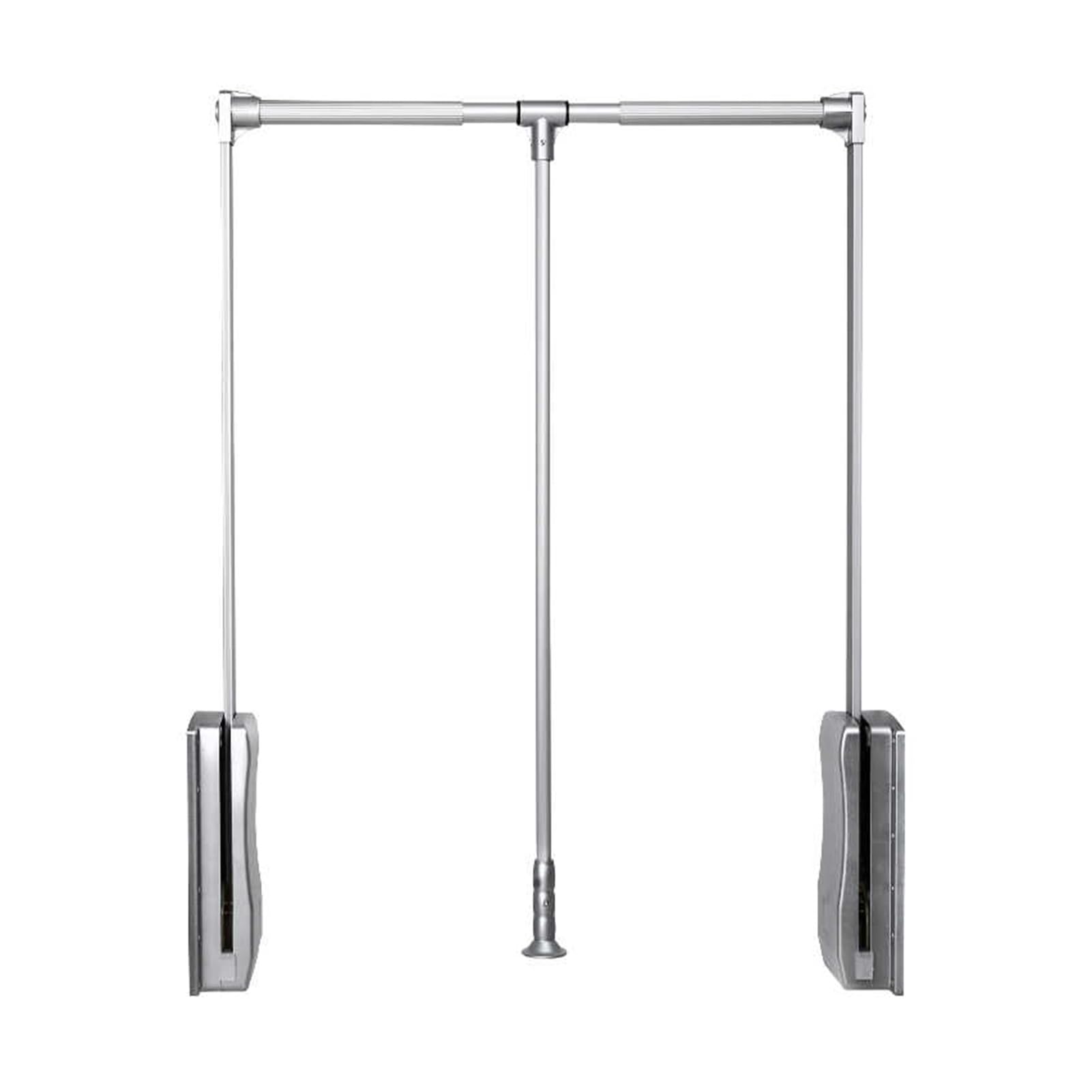 HTTGDGDH Adjustable Pull Down Closet Rod, Pneumatic Lift Wardrobe Rail Organizer, Heavy-Duty Clothes Hanger, Load Capacity 20Kg, Silver Finish, 510-660Mm Range,Silver-510-660mm