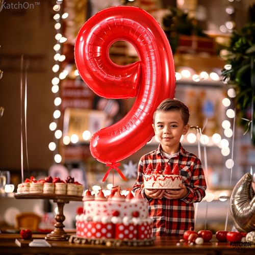 Image of KatchOn Red Number 9 Balloon 40 Inch, Red 9 Balloon