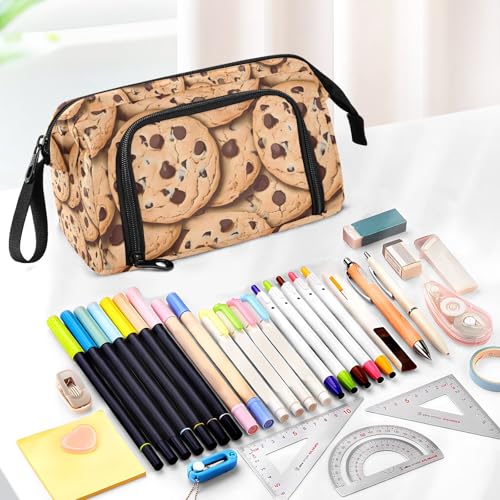Image of SUABO Big Capacity Pencil Case,Chocolate Chip Cookies Pen Bag Pouch Holder Stationery Bag School College Office Organizer for Teen Adults Student