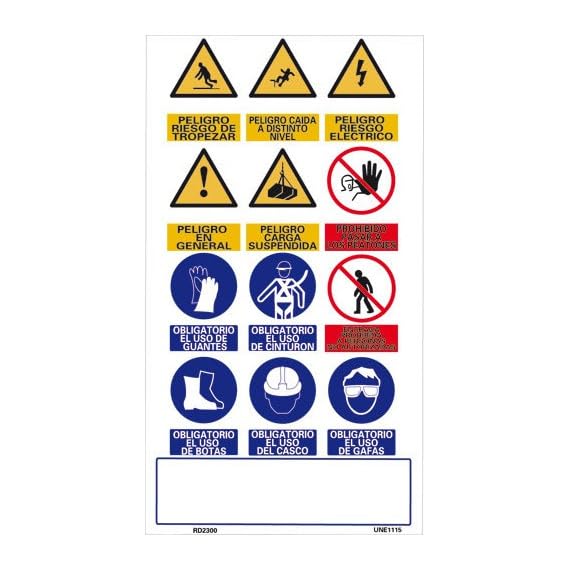 Cartel múltiple señal de obligación con tintas UV mm SEKURECO