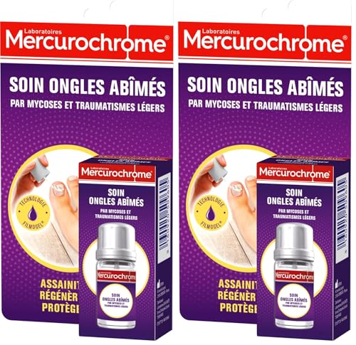 Mercurochrome Soin Ongles Abîmés pour Mycoses et Traumatismes Légers, 3.3 ml (Lot de 2)