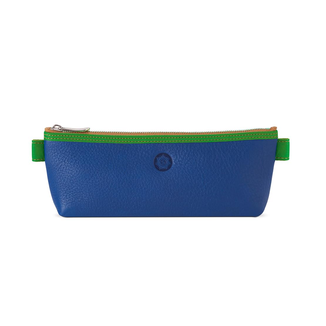 SONNENLEDER - hochwertiges Stiftemäppchen "BERIT" Farbe: Blau/Hellgrün *Echtes Leder*