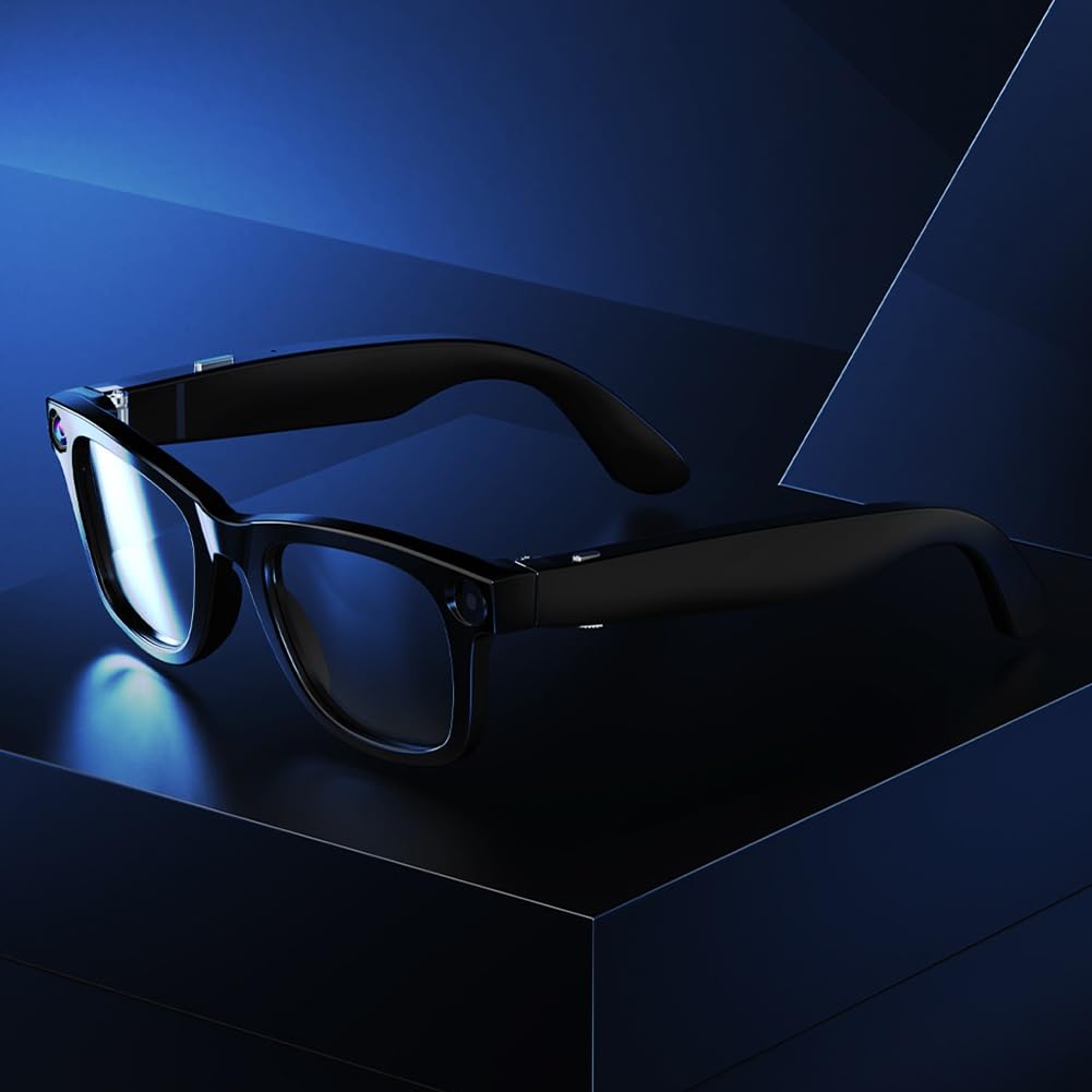 Identifica le immagini Occhiali intelligenti con fotocamera AI da 8 MP IP65 Chiamata Bluetooth Riproduzione di musica alla moda Usa ChatGPT