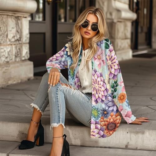 Image of Biyejit Women's Long Sleeve Open Front Cardigan Casual Loose Lightweight Cardigans with Pockets Drape Cardigan