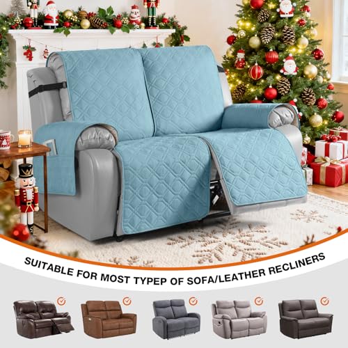 Image of VANSOFY Waterproof Recliner Loveseat Covers Washable, Azuree,2 Seater | 1-Piece, Non-Slip with Elastic Straps, Sofa Cover with Pocket for Dogs, Pets