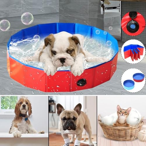 Faltbar Hundepool,Hundepool für Kleine Hunde,Hunde schwimmbecken,PVC Hundepool,Schwimmbad Für Hund,rutschfest Planschbecken für Hunde,Schwimmbecken für Hund,Kinderschwimmbad,50x8 cm,1 Stück