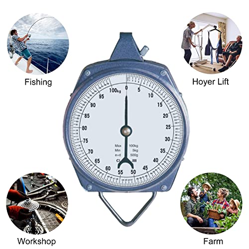 Image of Prem Traders Manual Hanging 100 Kg Weighing Scale Machine Easy To Read Display | Kata 100Kgs Commercial Weight Scale, Analog Scale, Non-Electronic Scale, Mechanical Scale, 100kg Capacity Scale (Grey)