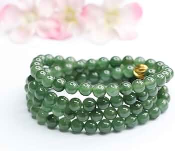 Amazon.com: 翡翠项链冰油清珠链多圈手链玉石玉器珠宝首饰