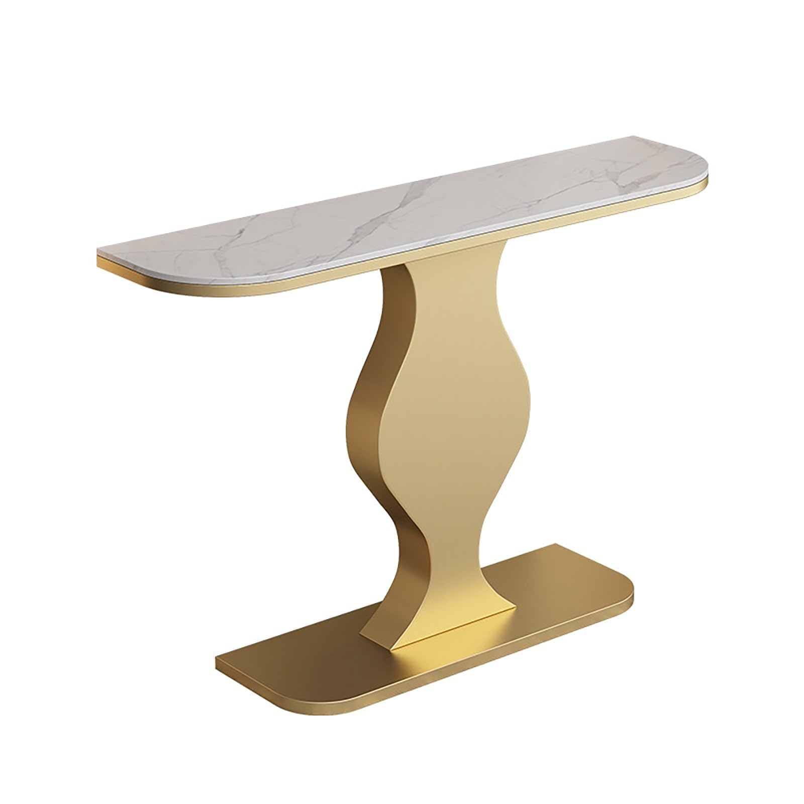 Mesa de entrada estrecha con base de metal rectangular para pasillo color negro