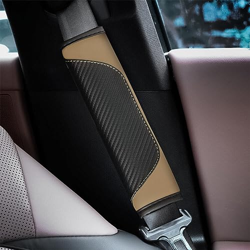 AUCELI 2PCS Car Seat Belt Cover, Carbon Fiber Seatbelt Shoulder Strap Covers, Breathable Leather Soft Harness Pad Protect Your Neck and Shoulder Compatible with Cars - Image 6