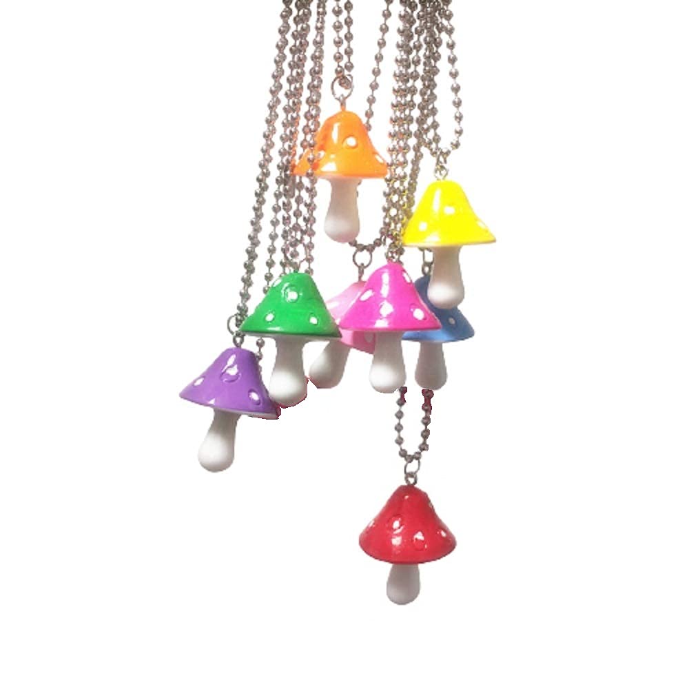 Cute Colorful Fresh Simulation Mushroom Dangling Necklace Handmade Gummy Mushroom Shape Pendant Necklace Rainbow Colored 3D Food Vegetables Jewelry