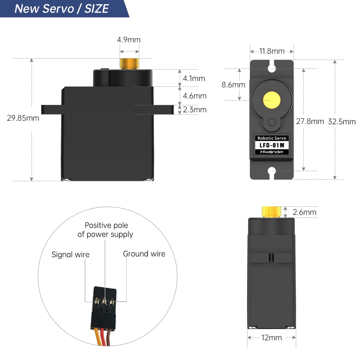 Lewansoul 9G Servo Metal Gear Micro servo Motor Anti Bloqueo Servo (LFD-01M 5PCS) (5PCS)