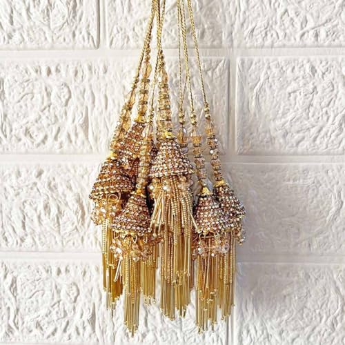 Image of Adikala Craft Store Handmade Ethnic Latkan Tassel Set of 2 for Saree Pallu, Blouse, Suits, Dupatta, Lehenga Decor (Golden D3)