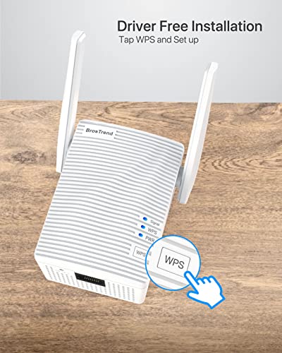 Image of BrosTrend Dual Band 1200Mbps WiFi Bridge, Convert Your Wired Device to Wireless Network, Works with Any Ethernet-Enabled Devices, WiFi to Ethernet Adapter with Standard RJ45 LAN Port, Easy Setup