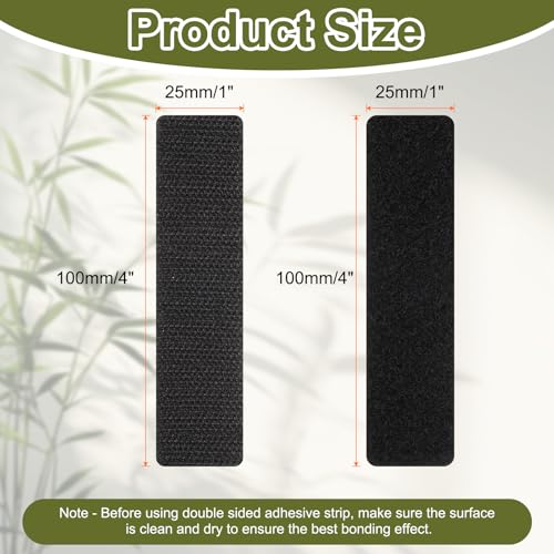Image of HARFINGTON 24set Hook and Loop Strips with Adhesive 1 inchx4 inch Double Sided Hook and Loop Tape Nylon Self Sticky Fastener for Home Office Car, Black