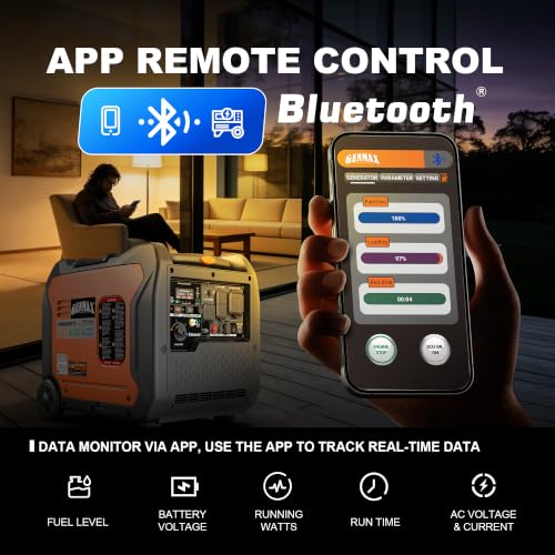Image of GENMAX 8000w Tri-Fuel Inverter Generator(2026Model) Features2Wire Auto Start /Stop,bluetooth APP Control,CO Sensor,Digital Display&50A Outlet-Ideal for Home Backup&Camping,EPA Compliant(GM8000iETC)