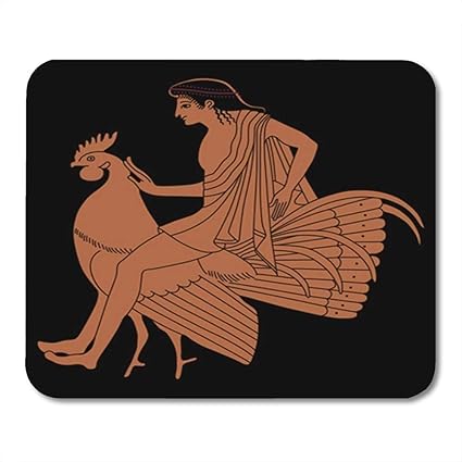 MIKKA Mouse Pads Gaming Mouse Pad Handsome Young Man Astride Rooster Based on Ancient Greek Folk Mythological Vase Decor Office Computer Accessories Nonslip Rubber Backing Mousepad Mouse-14203