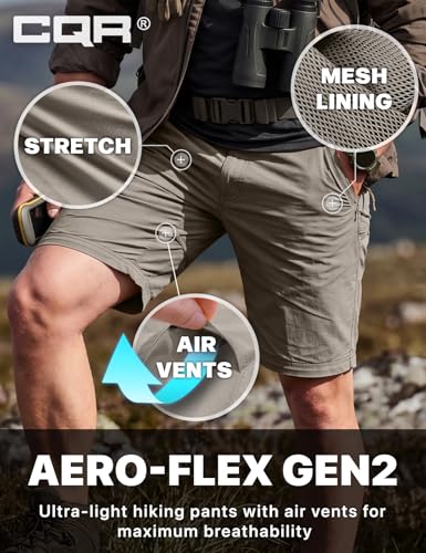 Image of CQR Men's Convertible Cargo Tactical Pants, Water Resistant Outdoor Hiking Pants, Zip Off Lightweight Stretch Work Pants