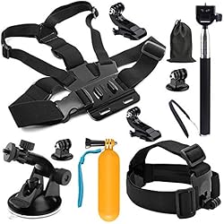 Ventosa Para Camara Deportiva SHOOT Kit de Accesorios de Viaje al Aire Libre para GoPro Hero 12/11/10/9/8/7/6/5/5 Session/4/4 Session/3+/3 APEMAN/VICTURE/SJCAM/Xiaoyi Correa para el Pecho de la Cabeza + Barra Flotante