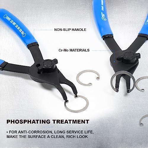 Image of SMOTIVEPRO 12 Piece Versatile Retaining Snap Ring Pliers set,Heavy Duty Fixed Tip Combination Internal /External Snap-ring Pliers for 0.038in 0.047in 0.070in 0.090in