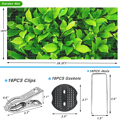 Garden Mesh Netting, 10X39.3Ft Ultra Fine Garden Netting With 16 Clips 16 Nails 16 Gaskets, Row Cover Barrier Protection Net For Animals, Plant Net For Vegetable Fruit Flower Crop Greenhouse #TOP2