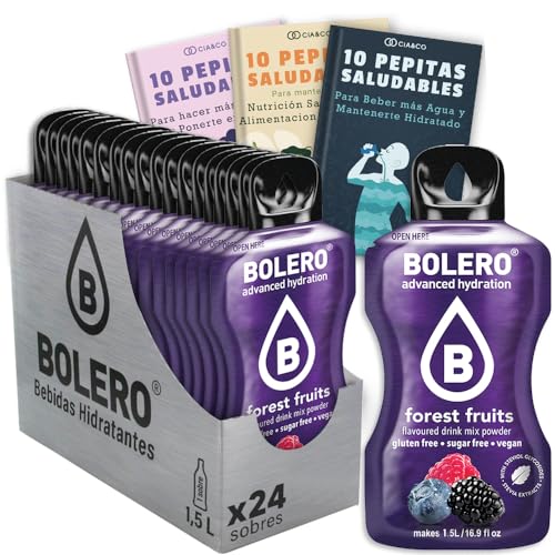 24 x Bebida Bolero FRUTAS DEL BOSQUE Hidratante Sin Azucar (24x9 grs) + 30 Pepitas Saludables para una vida más sana by Cia&Co