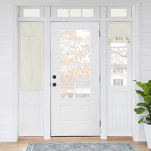 RYB HOME 100% Blackout Curtains for Small Window, Linen Textured Blend Insulating Privacy French Door Curtains Tie Up Shades for Kitchen Storage Cabinet Basement, W 12 x L 40, Ivory, 1 Panel