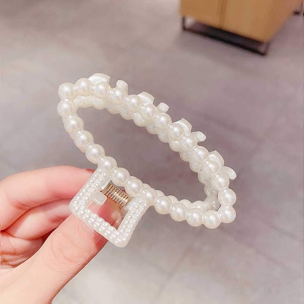 Stylish Hair Accessories for Women Girls,Wedding Hair Piece Vintage Hair Accessory, Pearl Hair Claw Clips Crab Elegant Geometric Hairpins for Women Girl Korean New Bow Sweet Hollow Out Bath Clip (Colo