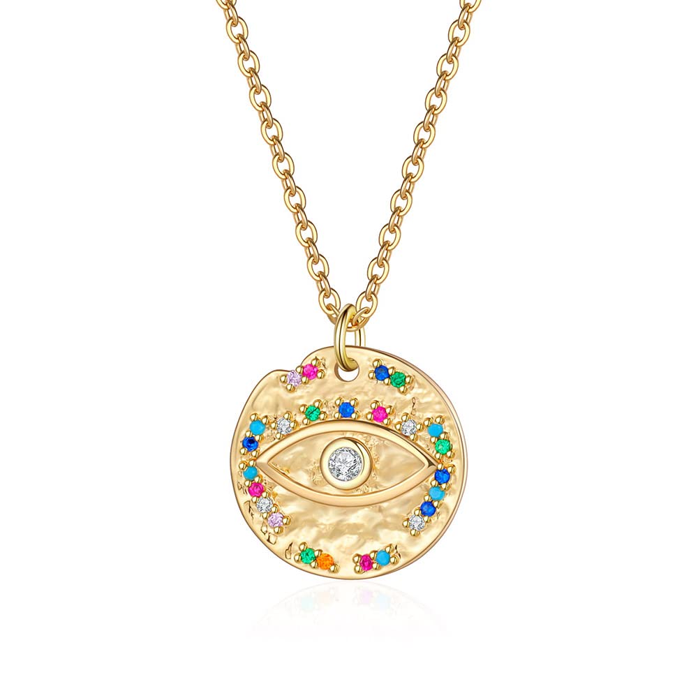 UEUC Gold Evil Eye Choker Necklace for Women 18K Gold Plated Dainty Cubic Zirconia Protect Lucky Chain Necklace Eye Minimalist Necklace Gift