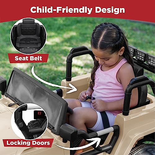 Image of Best Choice Products Jumbo 12V Kids Electric Vehicle Toy Ride On Car with Parent Remote Control for Toddlers, Seat Harness, 65 lb Weight Capacity, Spring Suspension, 3.7 MPH Max Speed - Sand