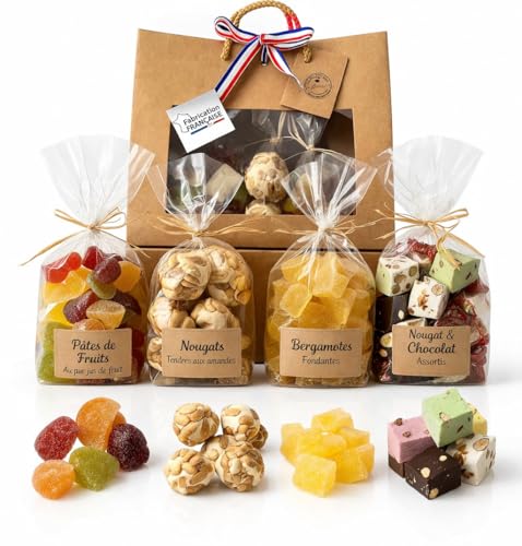 Panier de Bonbons et Nougats - Coffret Gourmand sucré Cadeau original à offrir - Idée cadeaux...
