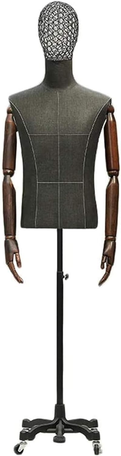 Professional Mannequin Body Tailoring Tailor Dummy Model, The First Metal Wire, with Removable Casters Manikins (Brown One Size)