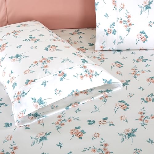 Elegant Comfort Softest and Coziest 6-Piece Sheet Set - 1500 Premium Hotel Quality Microfiber - Deep Pocket, Wrinkle Resistant 6-Piece Floral Bed Sheet Set, Full, Celia Pink