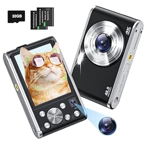 Digitalkamera 4K mit 32 GB TF-Karte 48MP AutoFocus Fotoapparat Digital Kompaktkamera 16X Digitalzoom Einfache Vlogging Kamera Tragbare Kompakt Digitalkamera für Einsteiger